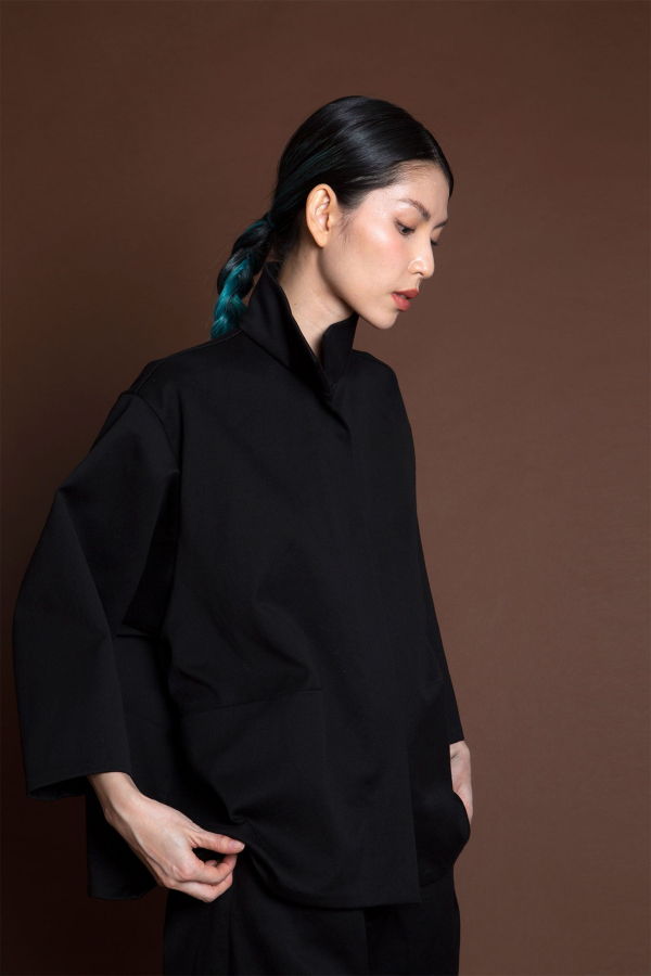 KAAREM Opaque Button-Up Pocket Denim Shirt Jacket - Black