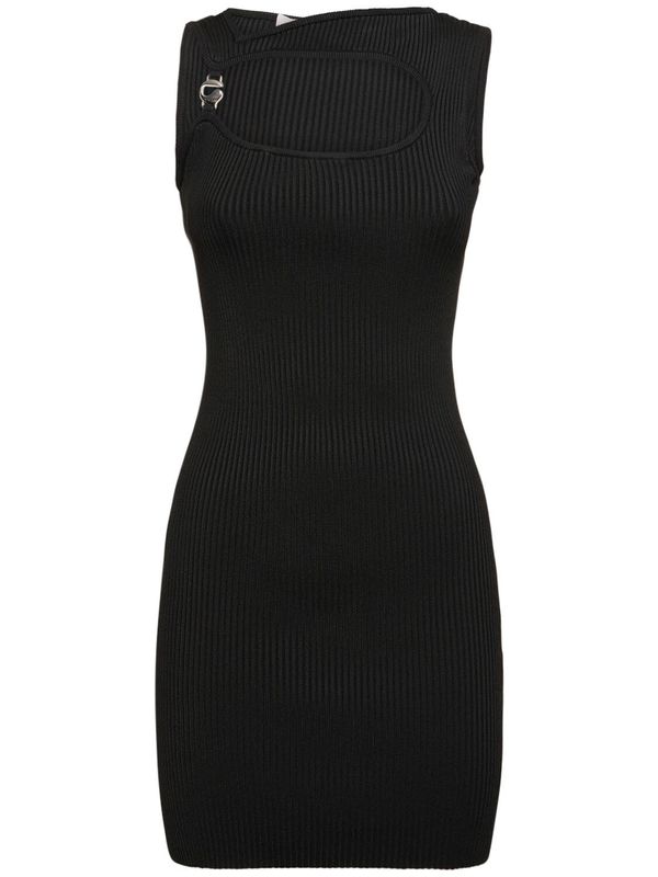 Coperni Knitted Cut-out Viscose Mini Dress - Black | Garmentory Coperni Knitted Cut-out Viscose Mini Dress - Black | Garmentory