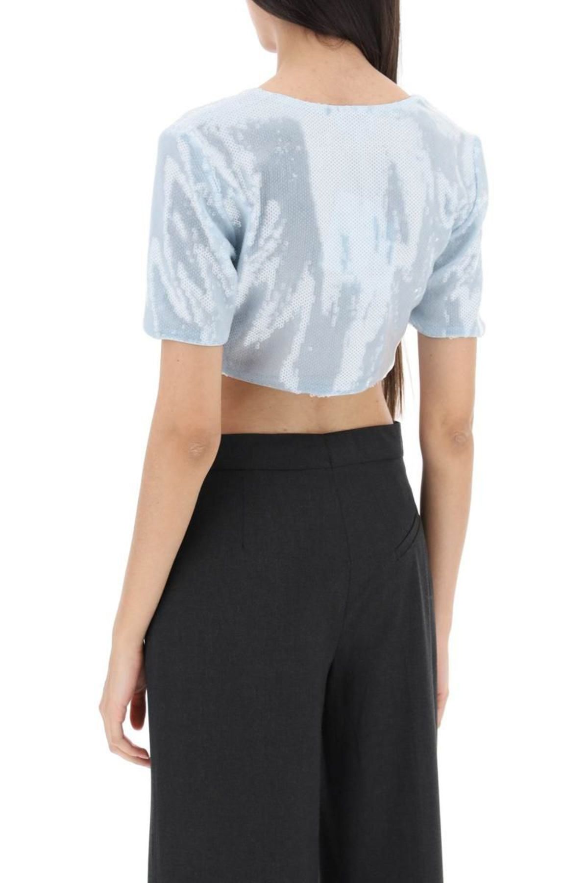 Ganni sequin cropped top - Blue | Garmentory
