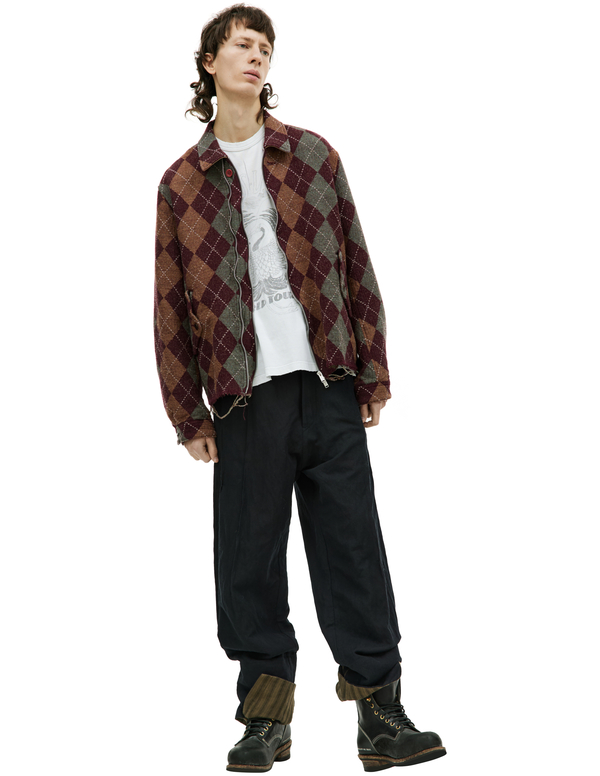 Undercover Wool Argyle jacket - Burgundy | Garmentory
