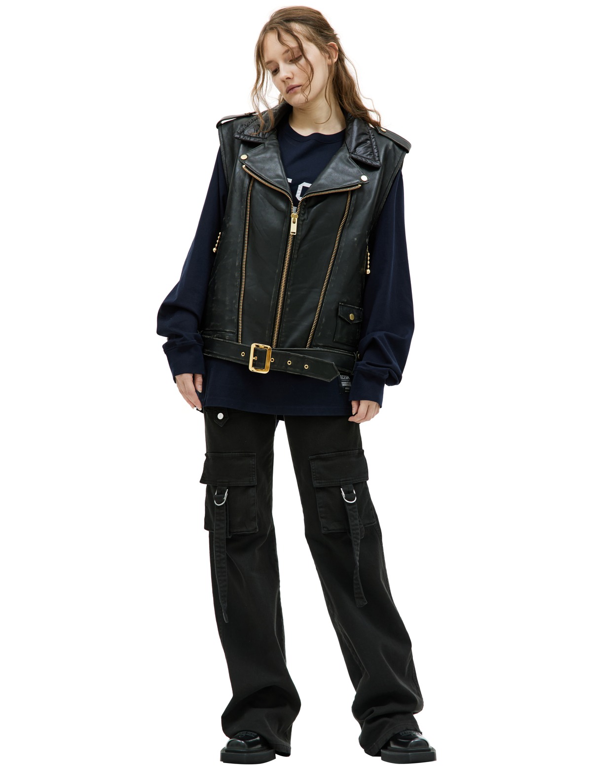 96SS UNDERCOVER ドクロ期 LEATHER VEST Undercover-Zipped-leather-vest