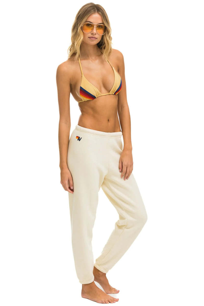 Aviator Nation 5 Stripe Sweatpants - Vintage White/ Tan