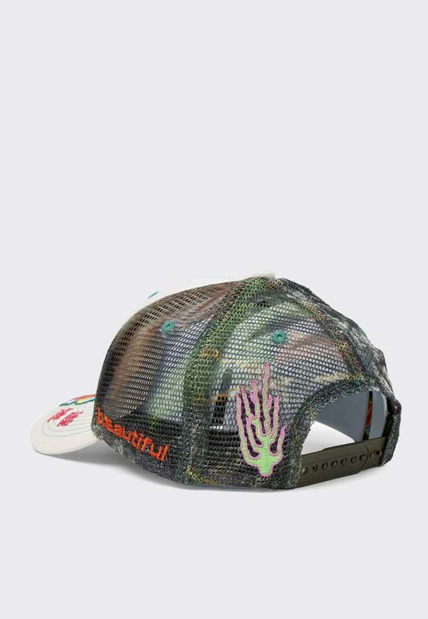 b.eautiful Biyu Trucker Hat - White/Camo | Garmentory