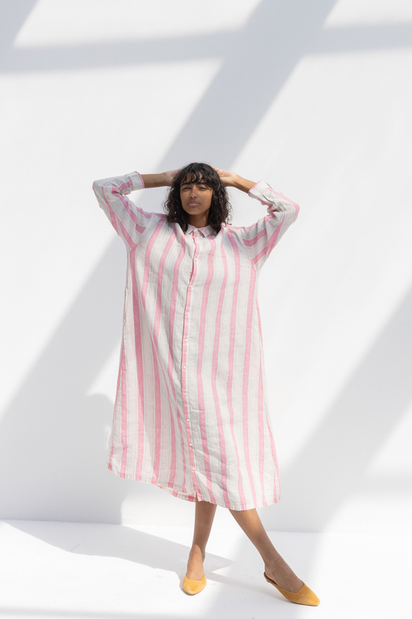 carters striped linen dress Carter Fundamental Linen Midi