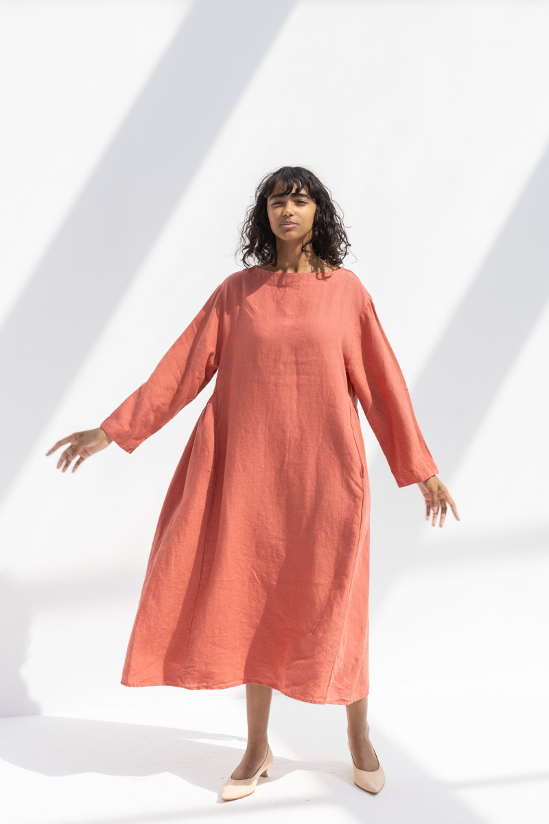 Ichi Antiquites Kortrijk Linen Dress - Pink