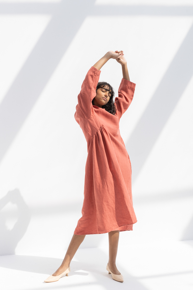 Ichi Antiquites Kortrijk Linen Dress - Pink