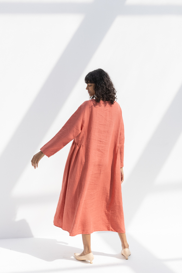 Ichi Antiquites Kortrijk Linen Dress - Pink