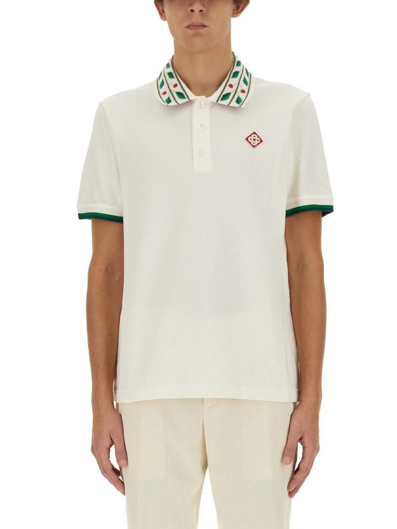 Tシャツ・カットソー Casablanca White piquet polo shirt Casablanca Cotton piquet polo shirt - White - Men