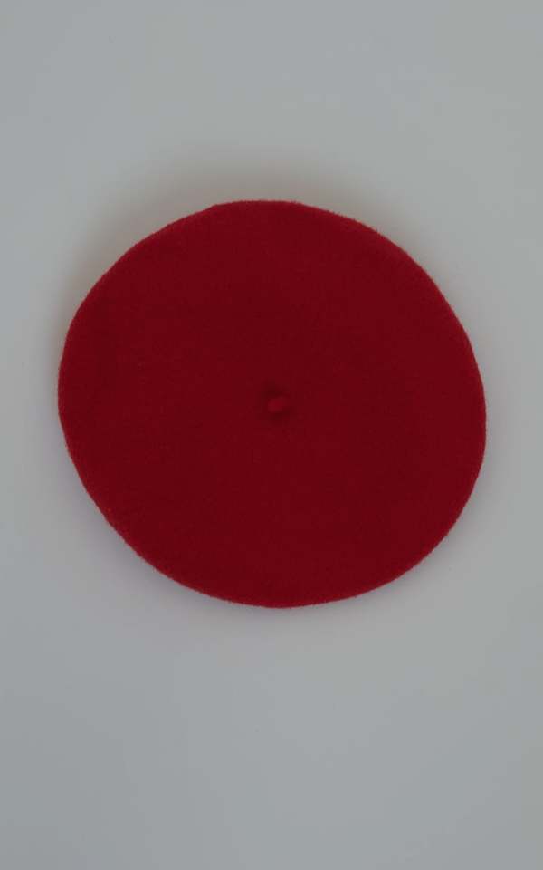 Handmade Raspberry Red Wool French Beret - Unisize, 100% Wool - New With Tags - Canada