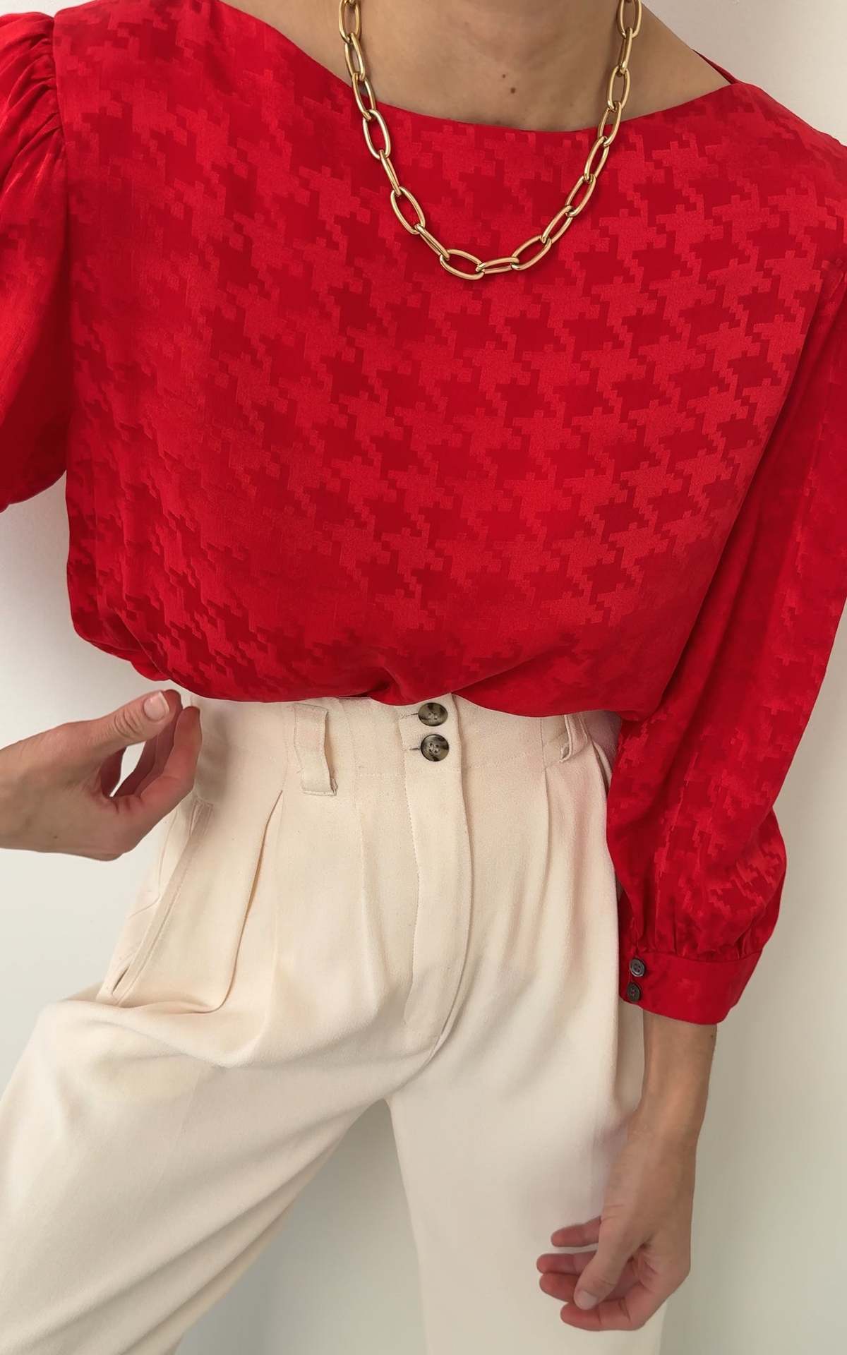 Orly Blouse - Red Houndstooth main image 0