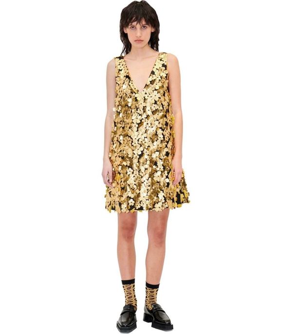 stine goya gold dress ELENA valentines night outfit