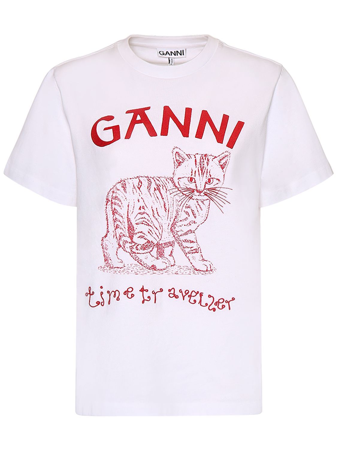 Tシャツ・カットソー GANNI RELAXED FIT T-SHIRT WITH ANIMAL PRINT Leopard White Basic Jersey Leopard Relaxed T-shirt | GANNI US
