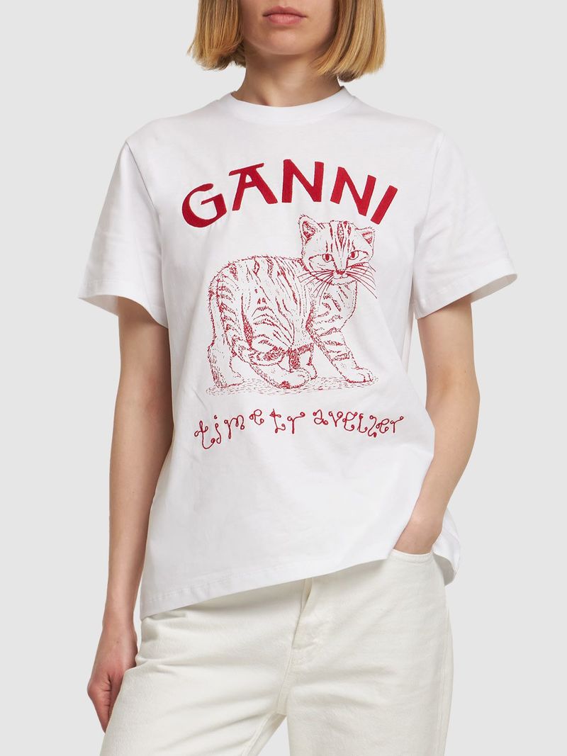 [GANNI]★Basic Jersey Cat Relaxed T-Shirt★関税込 Ganni Basic Jersey Cat Relaxed T-Shirt | Neiman Marcus