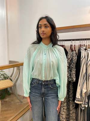 Forte Forte My Shirt Silk Cotton Voile Boho Shirt - Aquatic