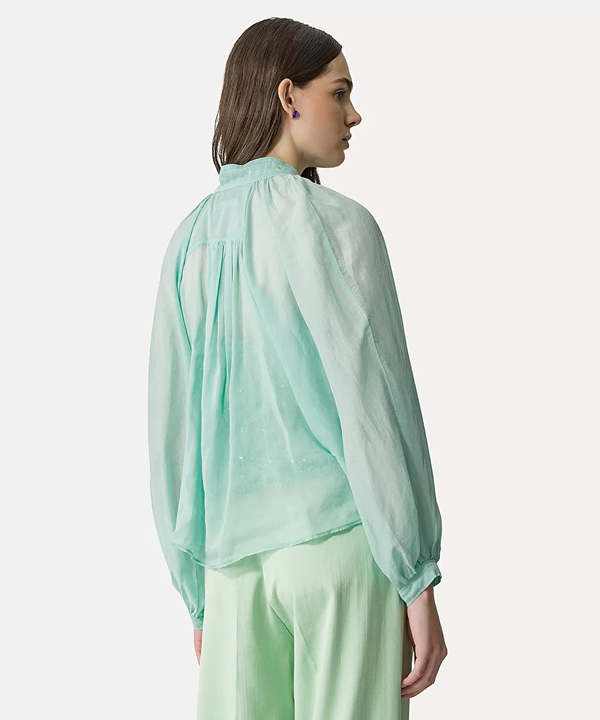 Forte Forte My Shirt Silk Cotton Voile Boho Shirt - Aquatic