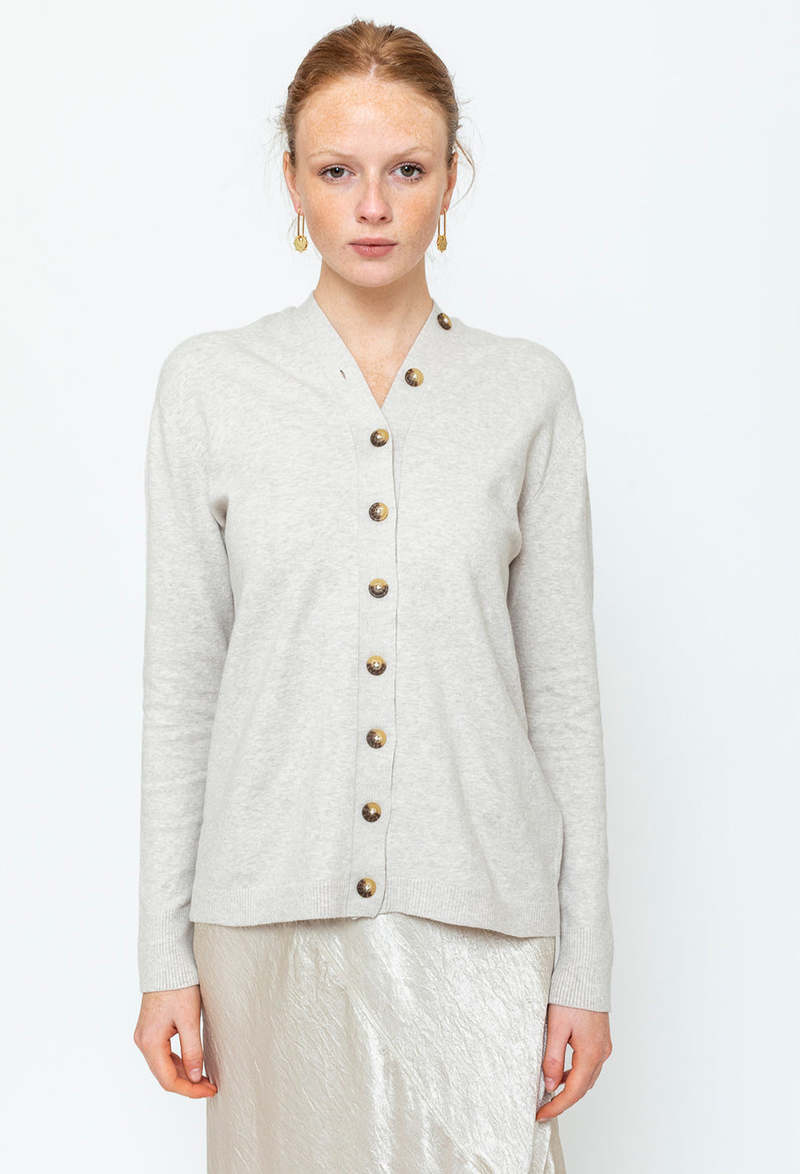 Lauren Manoogian Button Cardigan Chalk Melange Garmentory