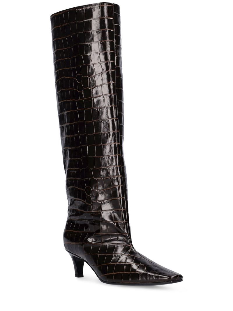 Totme The Wide Shaft Leather Tall Boots - Dark Brown