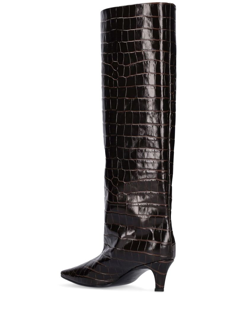 Totme The Wide Shaft Leather Tall Boots - Dark Brown