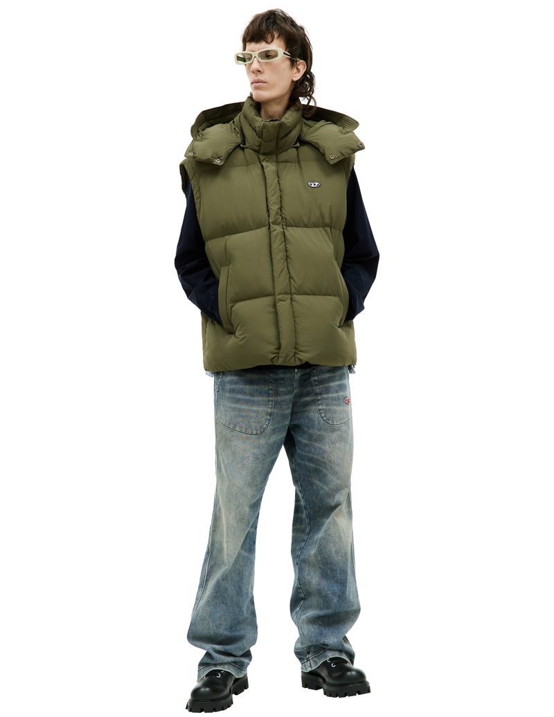 トップス DIESEL 22AW Puffer DOWN Vest Women's Hooded puffer vest in faded denim | Black | Diesel