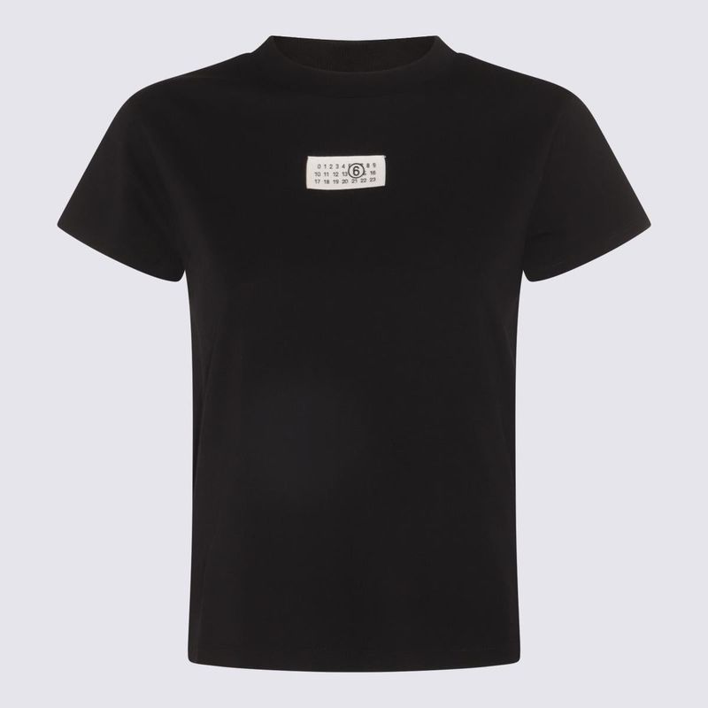MM6★BLACK Ｔ MM6 Maison Margiela: Black Numeric Cotton T-shirt | SSENSE