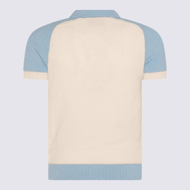 Casablanca WHITE AND BLUE COTTON POLO SHIRT - White | Garmentory