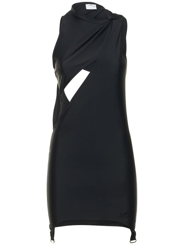 knee length dresses for ladies Shop Cotton Poplin Trapeze Mini Dress – Black main image 1