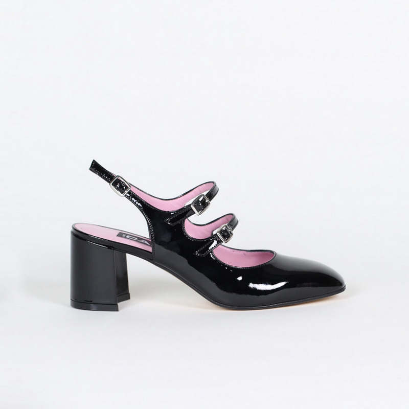 パンプス Banana Pumps - Carel - Platine - Leather Banana - Black patent leather slingback Mary Janes | Carel Paris