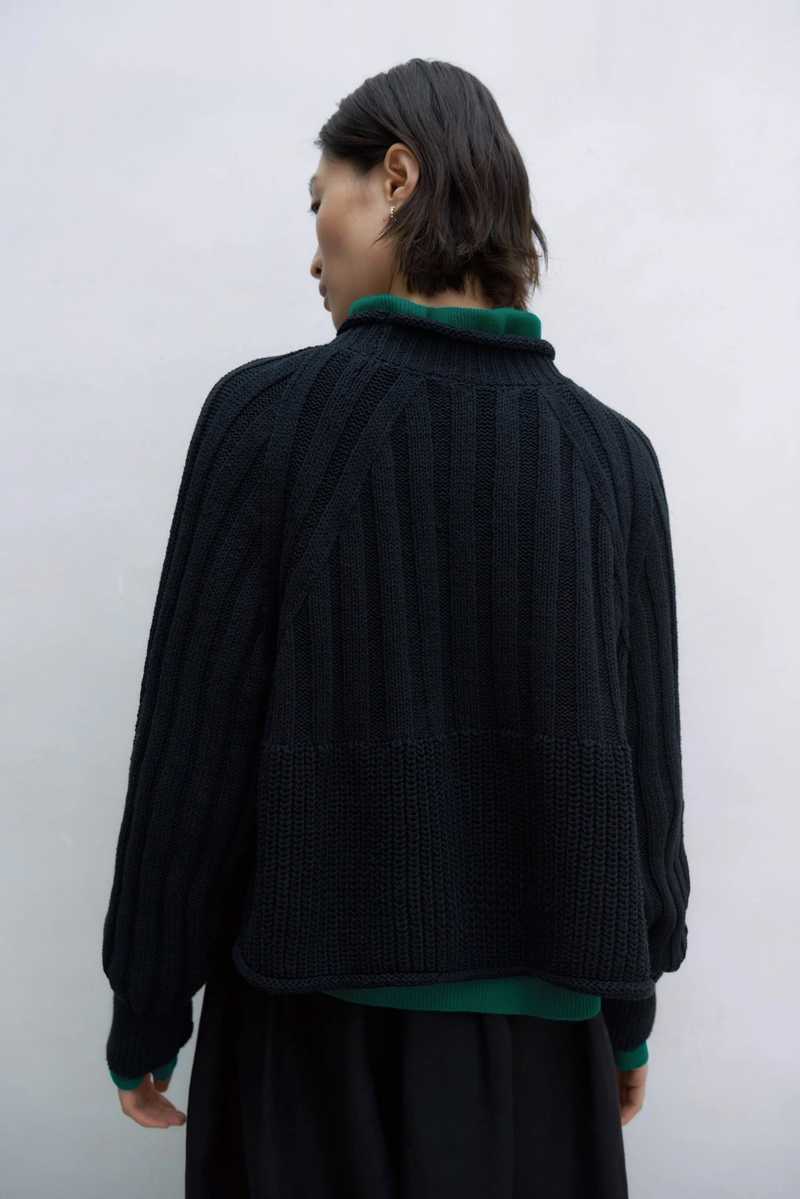 Cordera Ribbed Cotton Sweater - Black | Garmentory