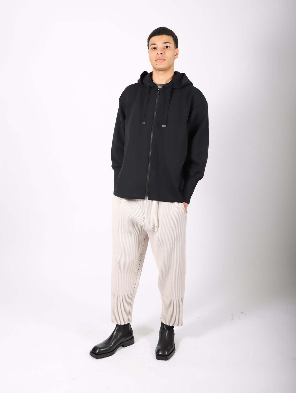 Milan Rib Hoodie Jacket in Black by CFCL | Garmentory