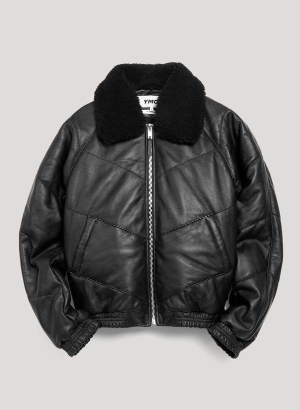 YMC Kool Herc Wadded Leather Jacket - Black | Garmentory