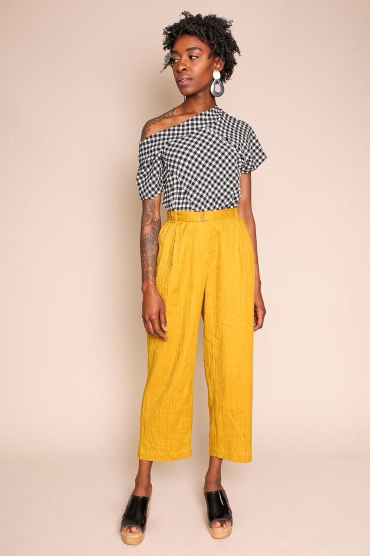 Rachel Comey Pout Top in Black Stretchy Check | Garmentory