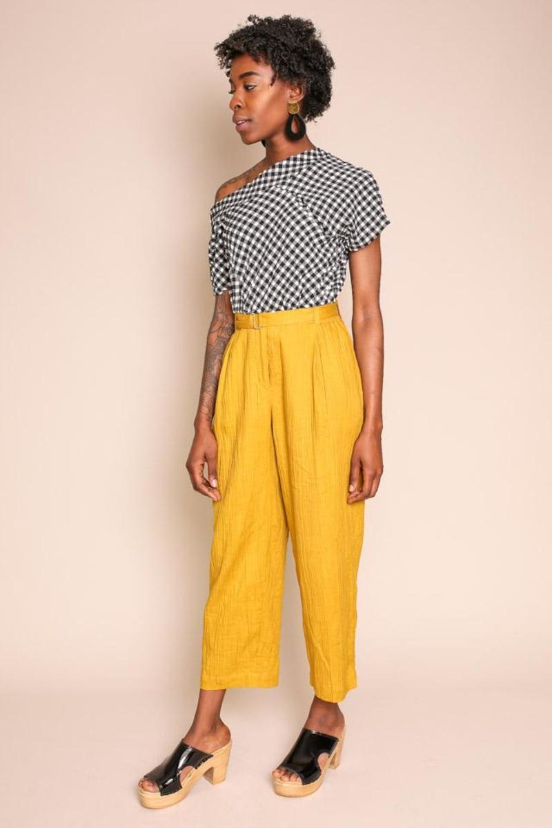 RACHEL COMEY トップス クロップド スタッズ 0166 Rachel Comey Pout Top in Black Stretchy Check | Garmentory