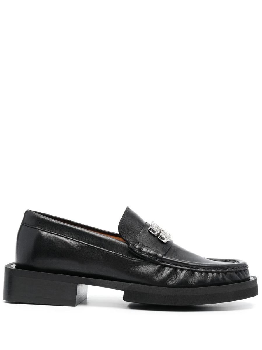 Ganni RHINESTONE LOGO LOAFER - Black | Garmentory