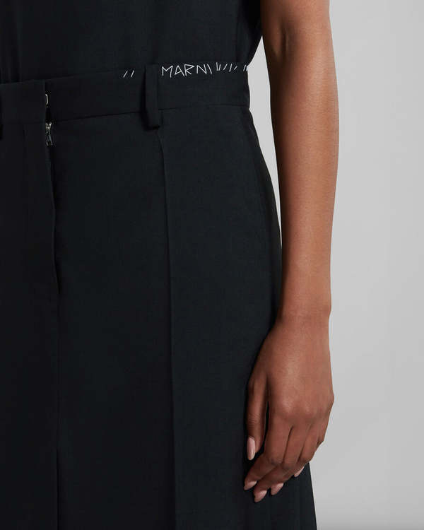 Marni Tropical Wool Midi Skirt - Black | Garmentory