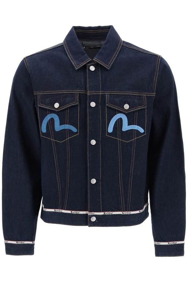 Evisu denim jacket with back eagle embroidery - Blue | Garmentory