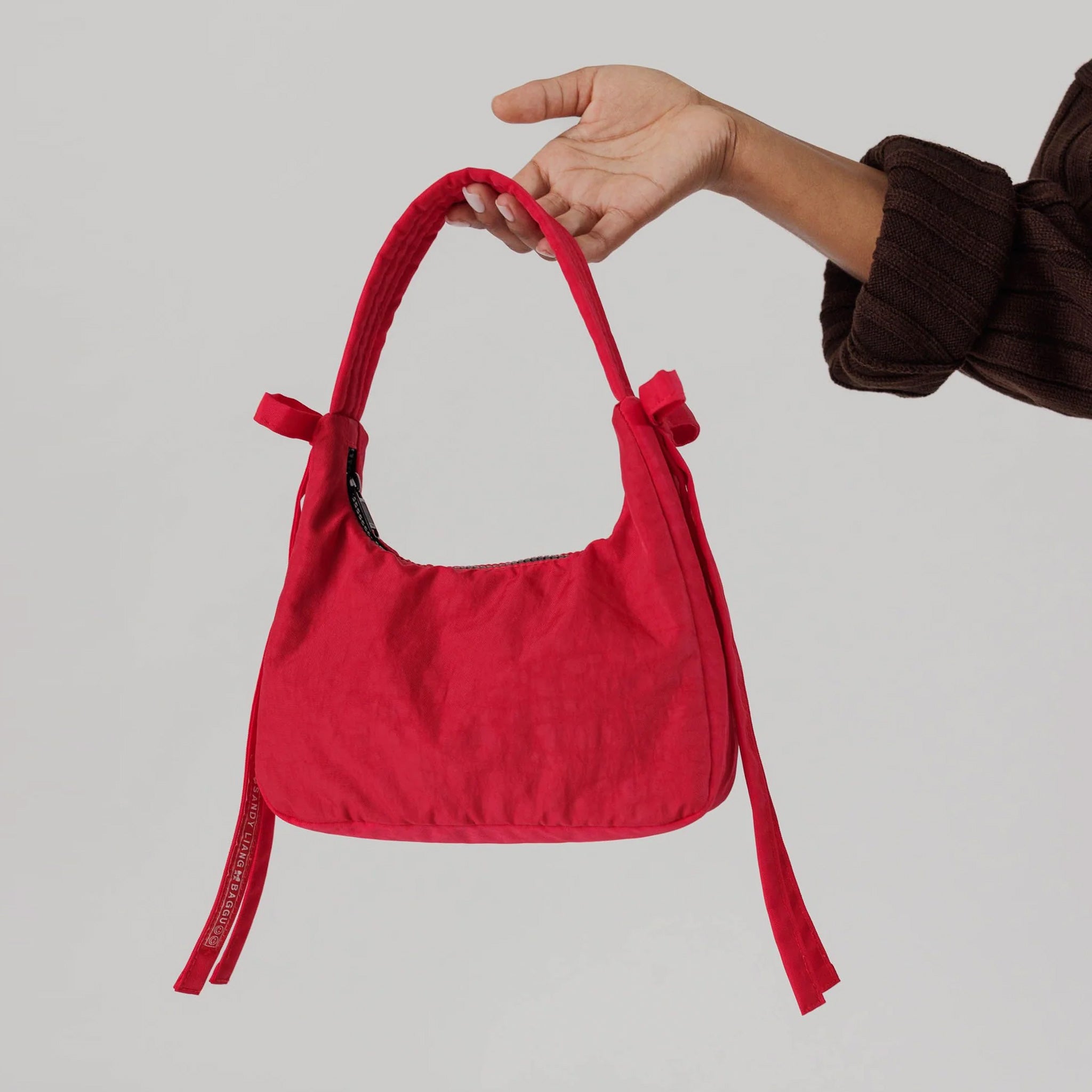 Sandy Liang Mini Nylon Shoulder Bag - Red Bows | Garmentory
