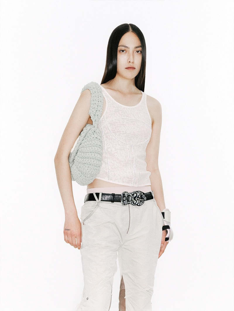 NUTEMPEROR Shy Project 015 Lace Sleeveless Top - White