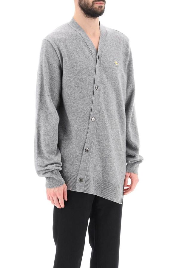 Comme des Garçons shirt lacoste asymmetric wool cardigan - Grey 