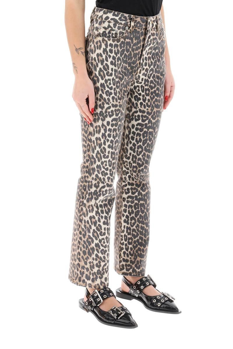 Ganni Leopard Denim Pants Ganni Leopard Print Denim Pants BEIGE