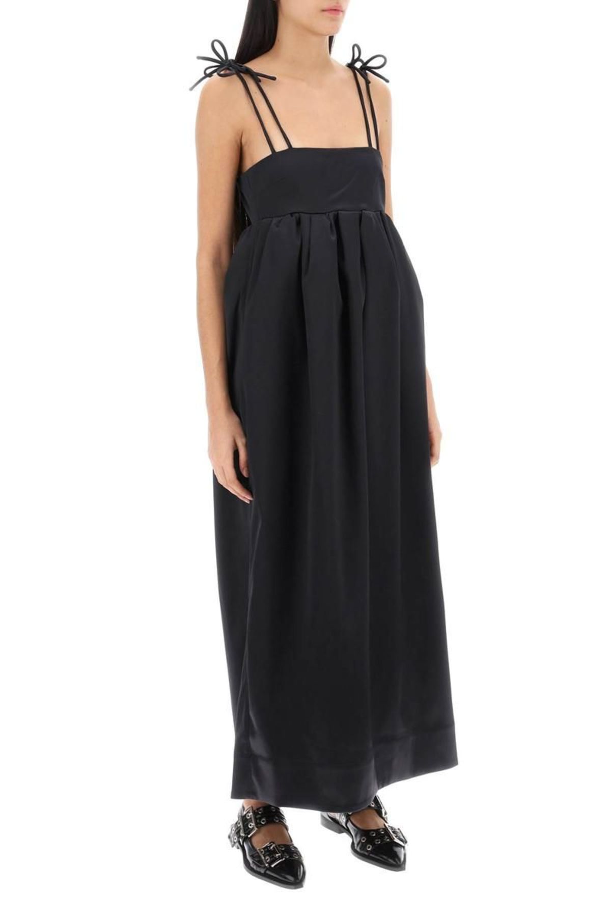 Ganni duchesse maxi dress - Black | Garmentory Ganni duchesse maxi dress - Black | Garmentory