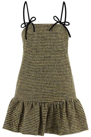 Seersucker Check Mini Dress Ganni Checkered Dress Ganni Woollen Check Mini  Dress In Blazing Yellow FWRD