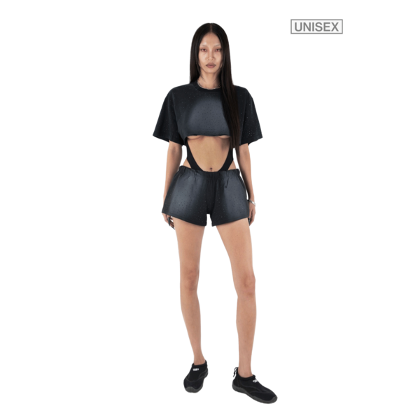 【604SERVICE】 ONYX SWEATSHORTS IN WASHED BLACK 604service Onyx Sweatshorts - Washed Black | Garmentory