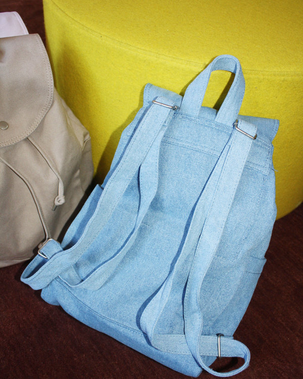Baggu 100% recycled cotton Teal Canvas Drawstring Backpack - Women BAGGU Drawstring Backpack Bags & Handbags for Women for sale  main image 4