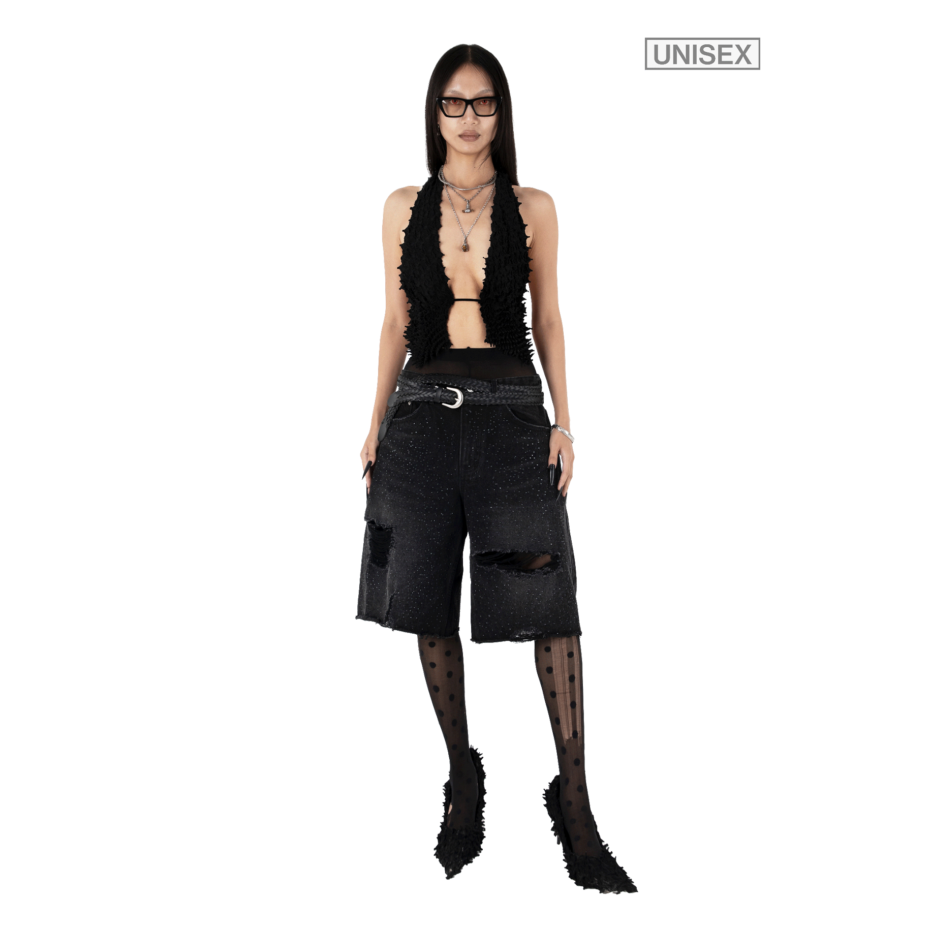 【604SERVICE】 ONYX SWEATSHORTS IN WASHED BLACK 604service Onyx Denim Jorts - Washed Black | Garmentory