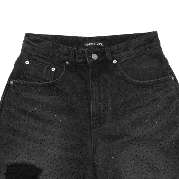 【604SERVICE】 ONYX SWEATSHORTS IN WASHED BLACK 604service Onyx Denim Jorts - Washed Black | Garmentory