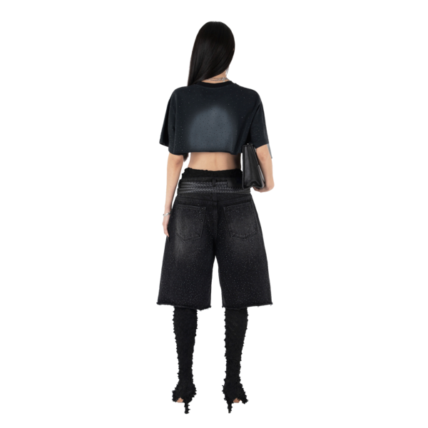 【604SERVICE】 ONYX SWEATSHORTS IN WASHED BLACK ONLY 2 LEFT ] DISTRESSED SHORTS IN PIGMENT WASHED BLACK