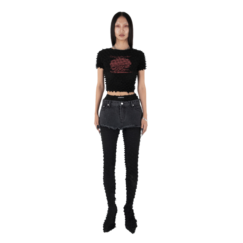 【604SERVICE】 ONYX DENIM SKIRT IN WASHED BLACK 604service Onyx Denim Skirt - Washed Black | Garmentory