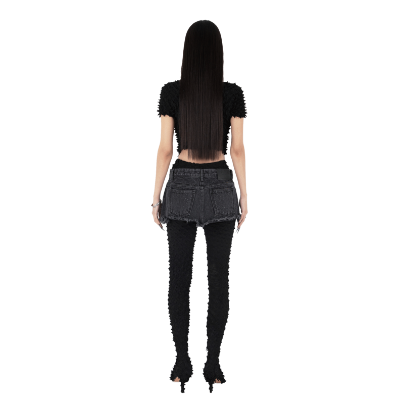 【604service】ONYX DENIM SKIRT IN WASHED BLACK 604service Onyx Denim Skirt - Washed Black | Garmentory