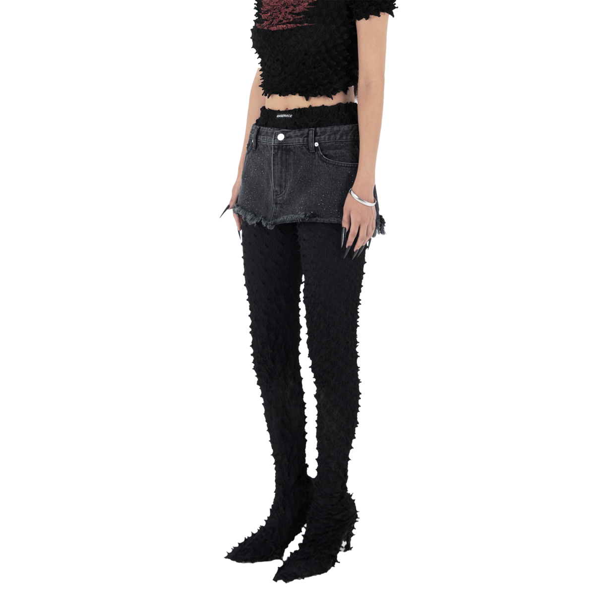 【604service】ONYX DENIM SKIRT IN WASHED BLACK 604service Onyx Denim Skirt - Washed Black | Garmentory