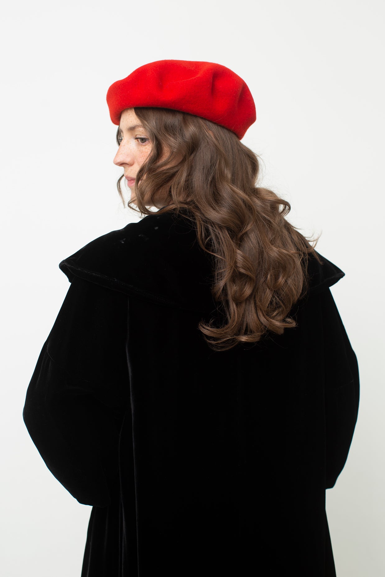 1940s Black Velvet Coat with Sequin Hood